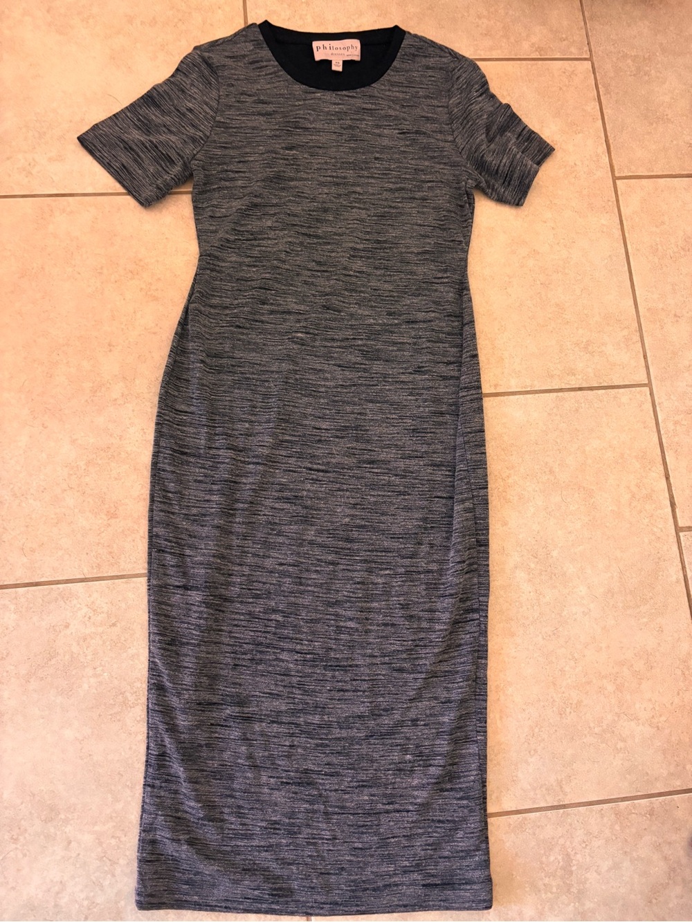 Philosophy Gray & Black Space-Dye Short-Sleeve Maxi Dress